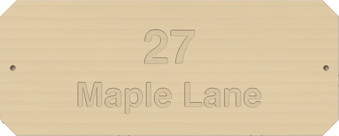 House sign simulated in maple